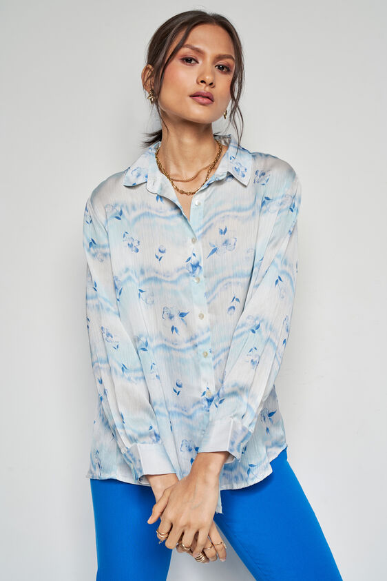 Floral Waves Top, Blue, image 3